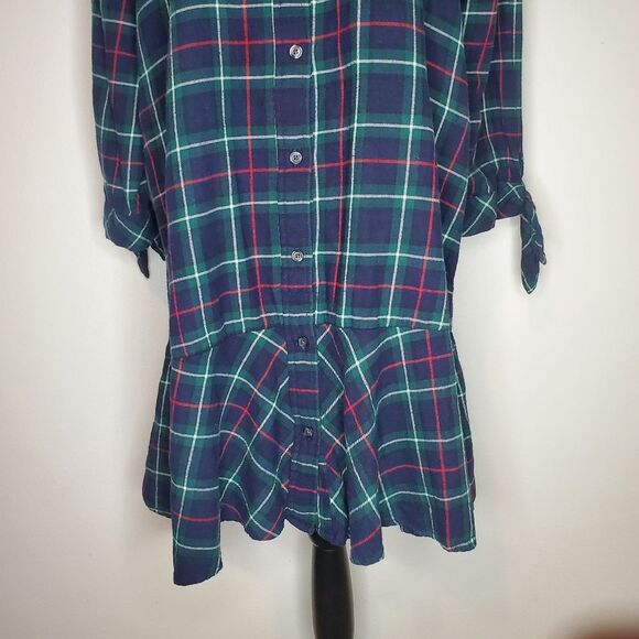 Gap Ruffle Hem Plaid Shirtdress Size L - Picture 4 of 14